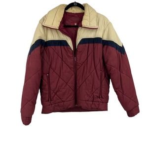 Vintage Colorblock Jacket - Burgundy and Beige